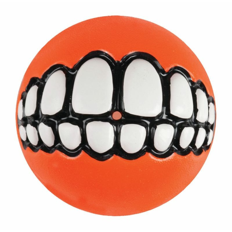 Игрушка для собак ROGZ Grinz L мяч с принтом \зубы\ и отверстием для лакомства Оранжевый - 78 мм rogz rogz мяч с принтом зубы и отверстием для лакомств grinz розовый m