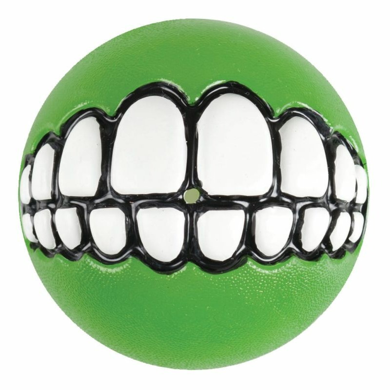 цена Игрушка для собак ROGZ Grinz S мяч с принтом \зубы\ и отверстием для лакомства Лайм - 49 мм