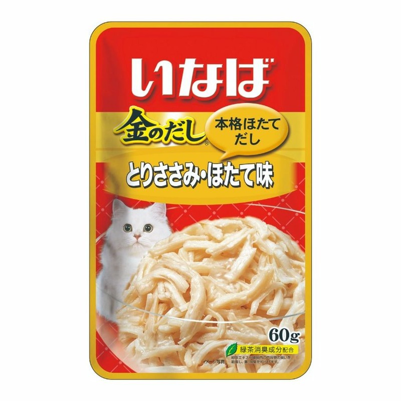 цена Inaba Kinnodashi влажный корм для кошек, с куриным филе со вкусом морского гребешка, кусочки в желе, в паучах - 60 г