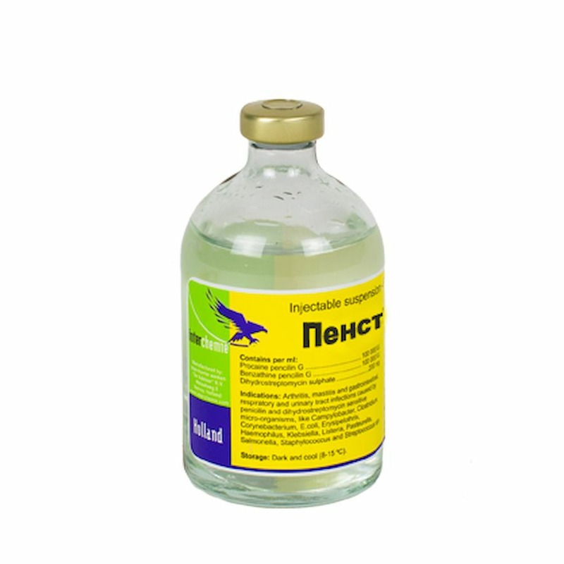 Interchemie Пенстреп-400 (Pen-strep) антибиотик для взрослых кошек и взрослых собак всех пород для лечения инфекционных заболеваний - 100 г