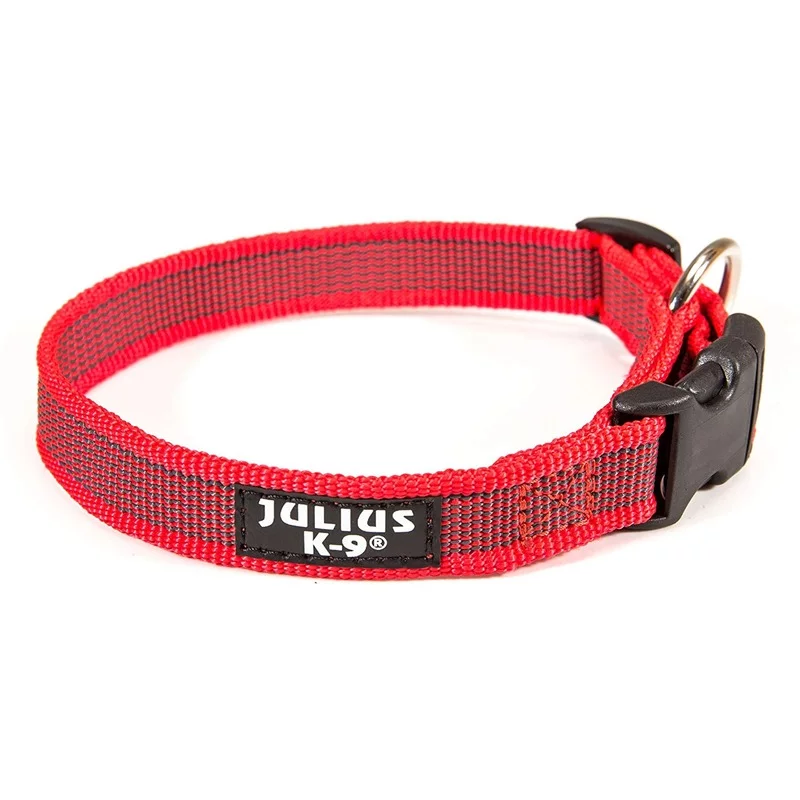 Julius-K9 ошейник для собак Color & Gray, 39-65 см/2,5 см, красно-серый julius k9 игрушка для собак мяч с ручкой 6 см флуоресцентный силикон