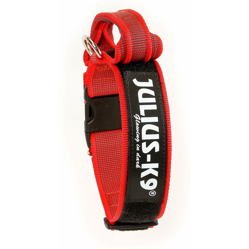 цена Julius-K9 ошейник для собак Color & Gray, 47-67 см/5 см, закрытая ручка + скрытый локер, красный