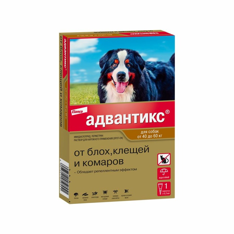 Elanco Адвантикс капли от блох, клещей и комаров для собак весом от 40 до 60 кг - 1 пипетка фотографии