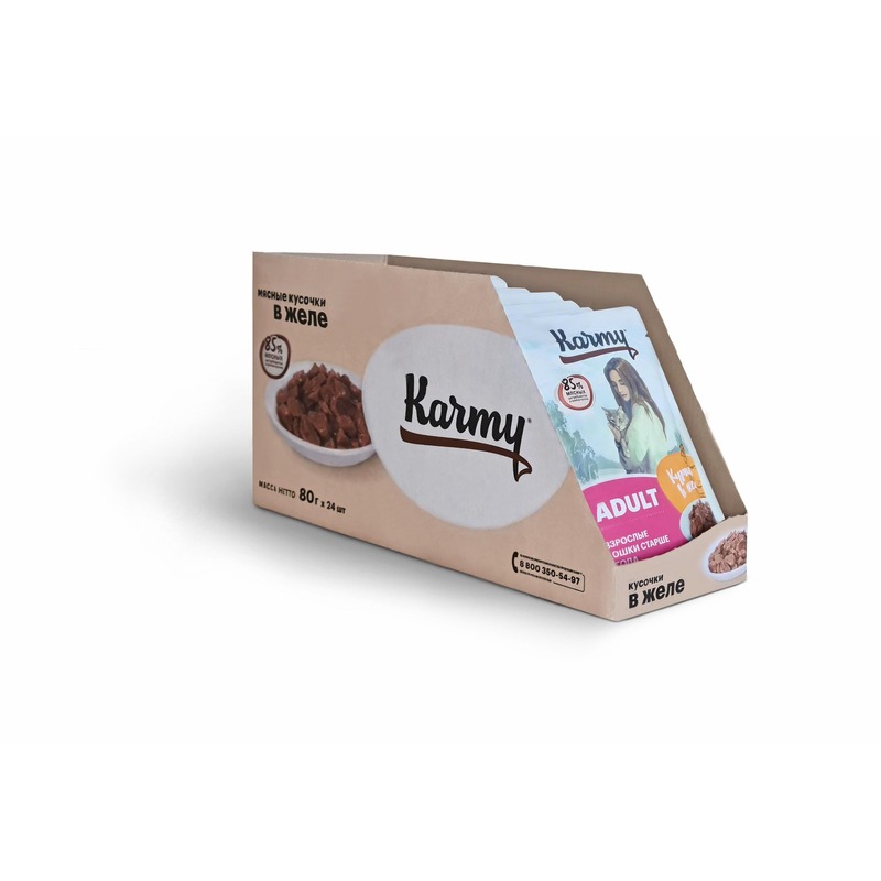 

Karmy Adult полнорационный влажный корм для кошек старше 1 года c курицей, кусочки в желе, в паучах - 80 г повседневный премиум для взрослых с курицей паучи Российский корм 1 уп. х 24 шт. х 1.92 кг