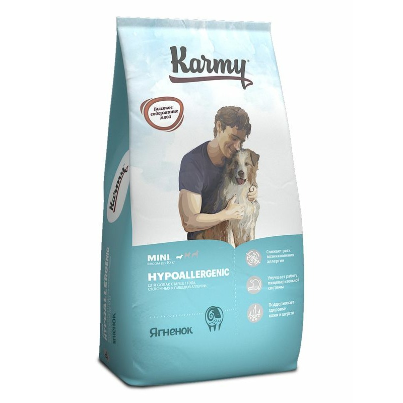 Karmy Hypoallergenic Mini полнорационный сухой корм для собак мелких пород при аллергии, с ягнёнком - 10 кг 44931