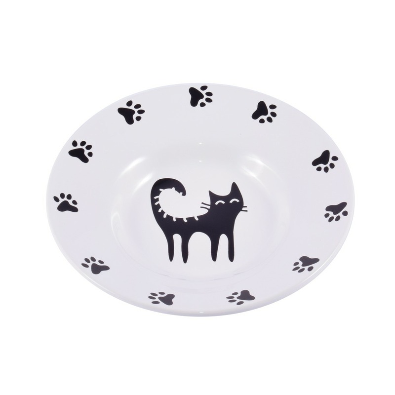КерамикАрт миска керамическая для кошек с рисунком, белая 140 мл керамикарт керамическая миска блюдце для кошек 140 мл оранжевая