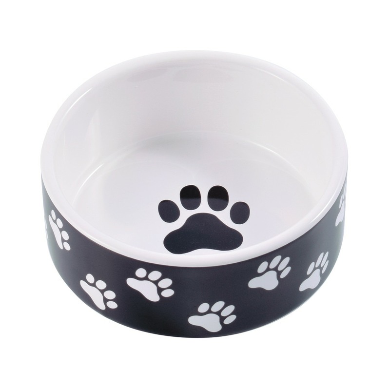 КерамикАрт миска керамическая для собак, черная с лапками 420 мл миска для собак керамическая черная с лапками 420 мл