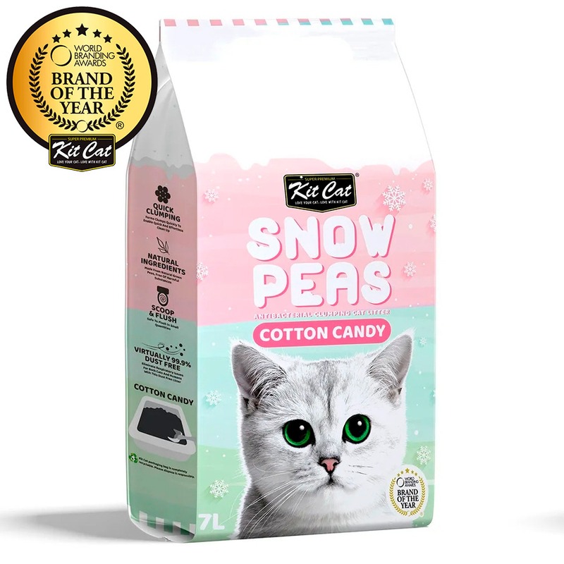 Kit Cat Snow Peas Cotton Candy наполнитель для туалета кошки биоразлагаемый на основе горохового шрота Сахарная Вата - 7 л snow peas 500g