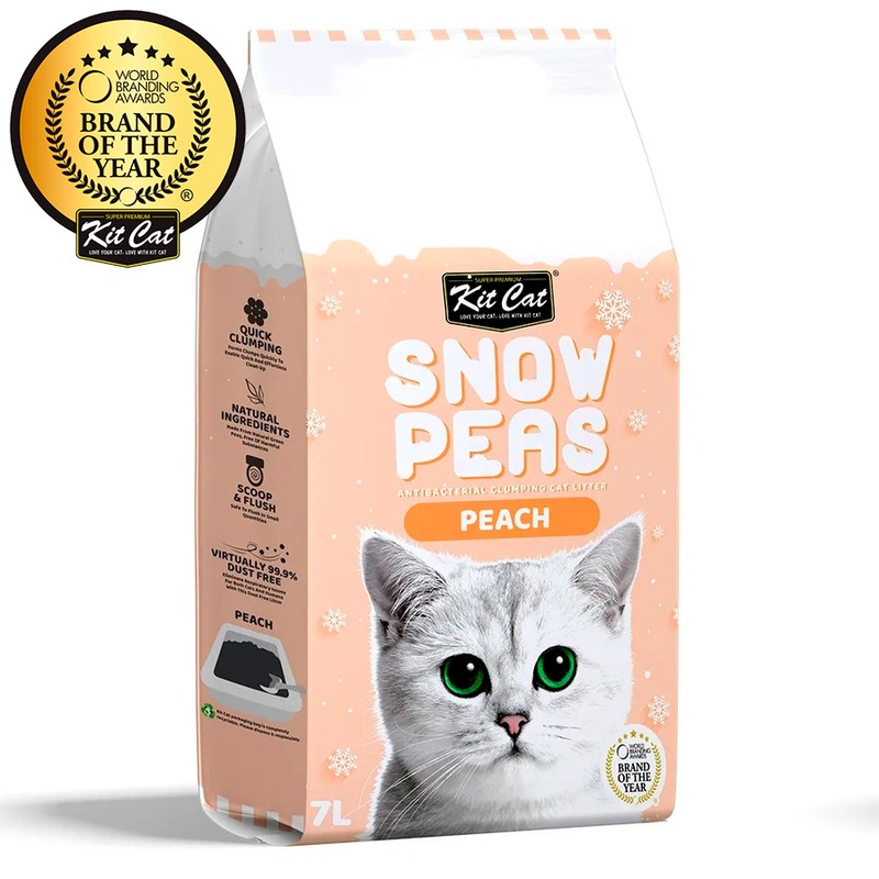 Kit Cat Snow Peas наполнитель для туалета кошки биоразлагаемый на основе горохового шрота с ароматом персика - 7 л snow peas 500g