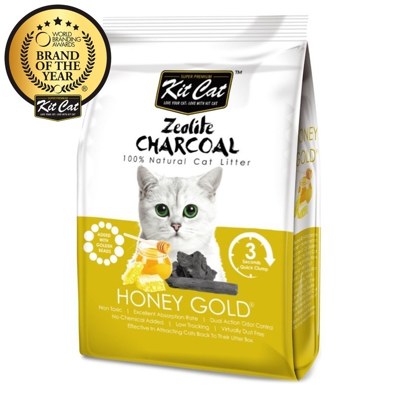 Kit Cat Zeolite Charcoal Honey Gold цеолитовый комкующийся наполнитель медовый с золотыми крупинками - 4 кг наполнитель вака чистюля премиум комкующийся цеолит 51337 4 л