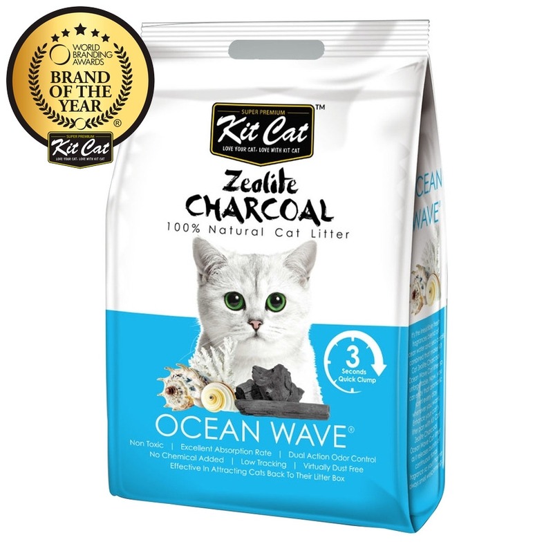 Kit Cat Zeolite Charcoal Ocean Wave цеолитовый комкующийся наполнитель с ароматом океанского бриза - 4 кг 23113