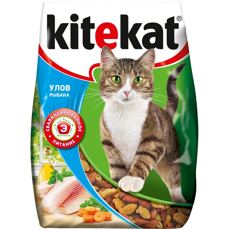 цена Kitekat Улов Рыбака полнорационный сухой корм для кошек, с рыбой - 350 г