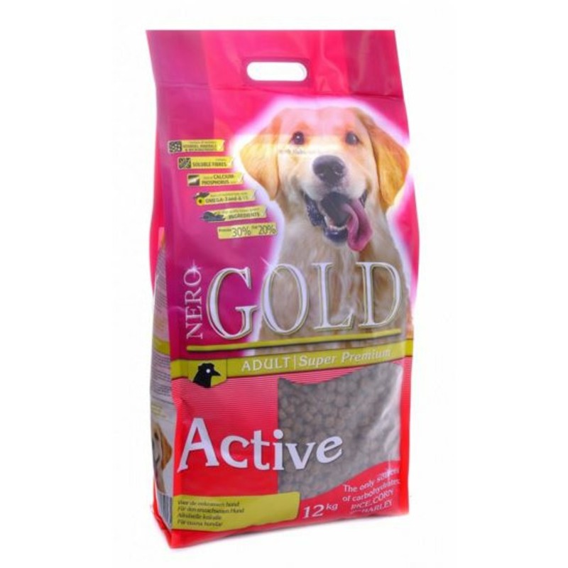 Nero Gold Adult Active сухой корм для собак с высокой активностью, с курицей и рисом - 12 кг сухой корм meglium sport gold для активных собак с курицей и говядиной