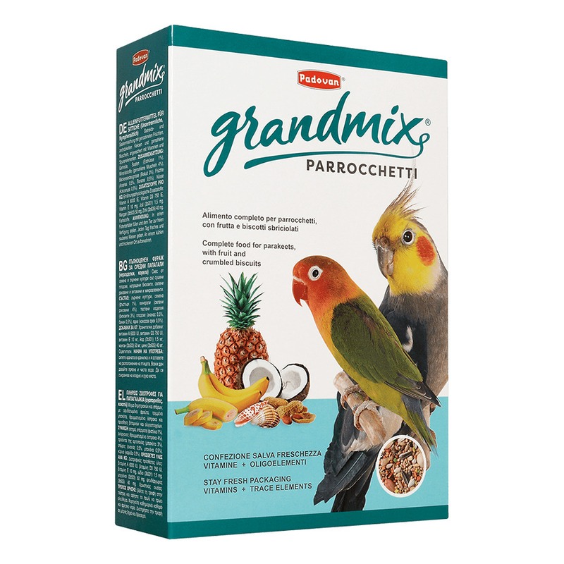 цена Корм Padovan Grandmix parrocchetti для средних попугаев комплексный основной