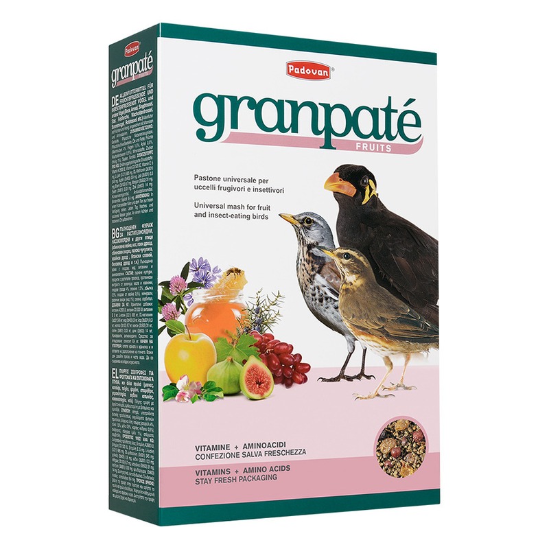 Корм Padovan Granpatee Fruits для насекомоядных птиц комплексный фруктовый - 1 кг корм padovan granpatee universelle для насекомоядных птиц комплексный универсальный 1 кг