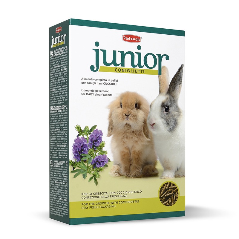 Корм Padovan Junior coniglietti для кроликов и молодняка комплексный основной - 850 г padovan junior coniglietti grandmix junior rabbit seed 850g
