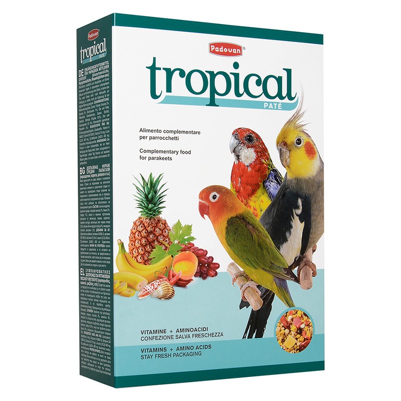 Корм Padovan Tropical patee для средних попугаев комплексный фруктовый - 0,7 кг фотографии