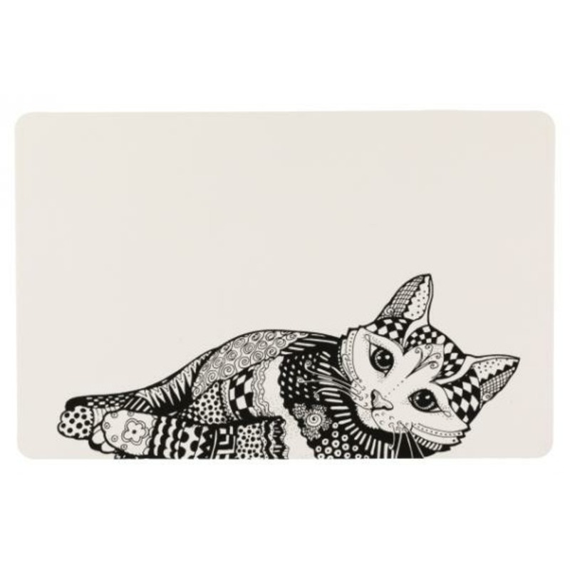TRIXIE Коврик под миску Trixie для кошек 44×28 см бело-черный