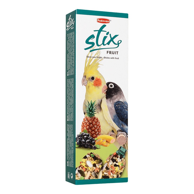 Лакомство палочки Padovan Stix Fruit для средних попугаев фруктовые - 100 г padovan stix fruit medium parrot box 8 100g