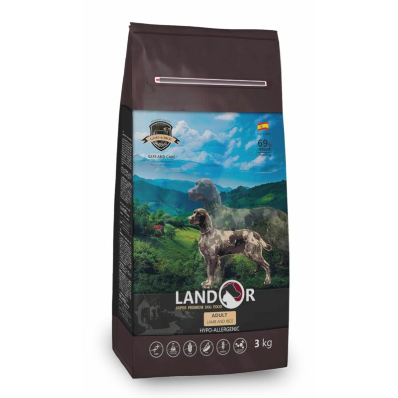 Landor полнорационный сухой корм для собак, с ягненком и рисом сухой корм meglium breeders adult для взрослых собак с мясом 20 кг