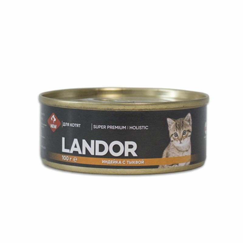  Landor полнорационный влажный корм для котят, паштет с индейкой и тыквой, в консервах - 100 г