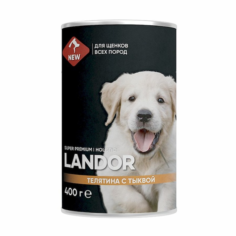 Landor полнорационный влажный корм для щенков, паштет с телятиной и тыквой, в консервах фото