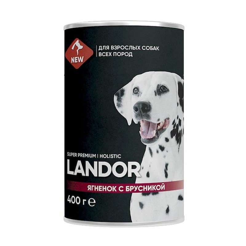 LANDOR Landor полнорационный влажный корм для собак, паштет с ягненком и брусникой, в консервах