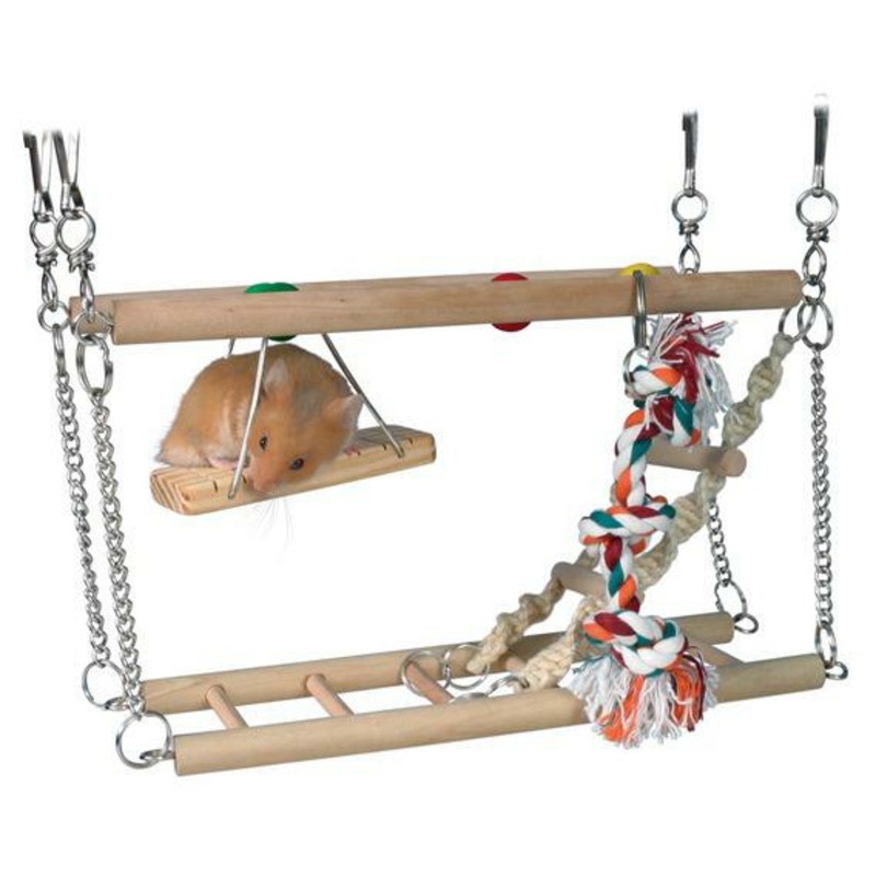 Лестница Trixie для хомяков подвесная двойная с веревкой 27,5х10,5х16 см деревянная лестница trixie для попугаев 51 см деревянная
