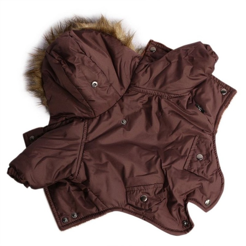 Lion Winter куртка-парка LP066 для собак мелких пород, унисекс, зимний, коричневый - L (спина 27-29 см)