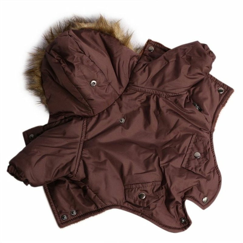 цена Lion Winter куртка-парка LP066 для собак мелких пород, унисекс, зимний, коричневый - XS (спина 15-17 см)