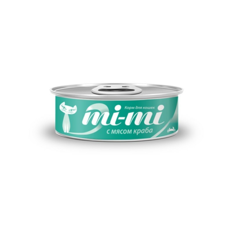 Mi-Mi полнорационный влажный корм для кошек, с тунцом и крабом, кусочки в желе, в консервах - 80 г цена и фото