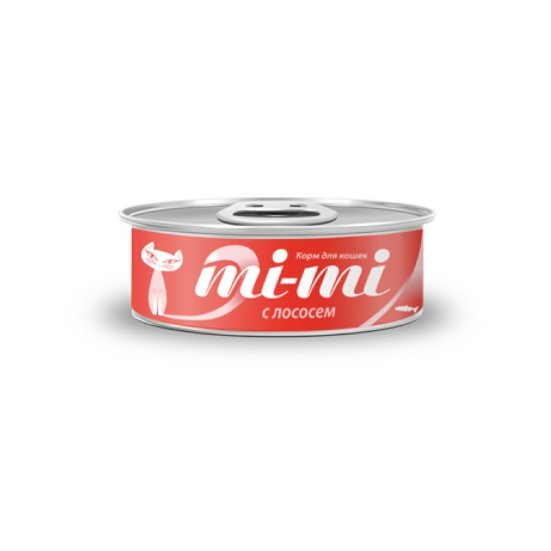 Mi-Mi полнорационный влажный корм для кошек, с тунцом и лососем, кусочки в желе, в консервах - 80 г