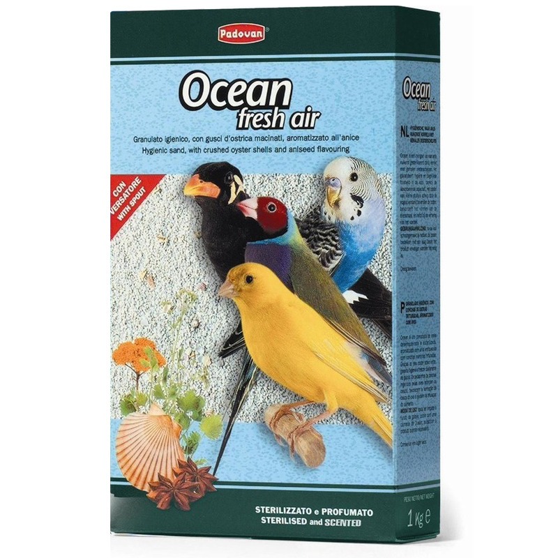 Минеральная добавка Padovan Ocean fresh air для декоративных птиц био-песок - 1 кг био песок для птиц padovan витамины минералы