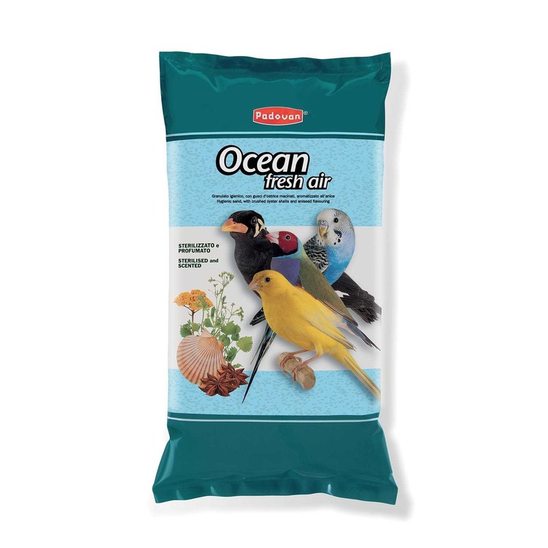 Минеральная добавка Padovan Ocean fresh air для декоративных птиц био-песок - 5 кг versele laga песок с ракушечником для птиц kristal 5 кг