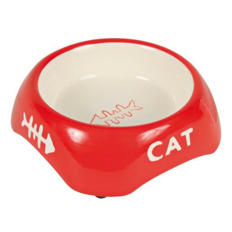 миска для кошки с рисунком рыбья кость 0 2 л ф 13 см керамика цета в ассортименте Миска Trixie для кошек керамическая 0,2 л/13 см с рисунком рыбья кость в ассортименте