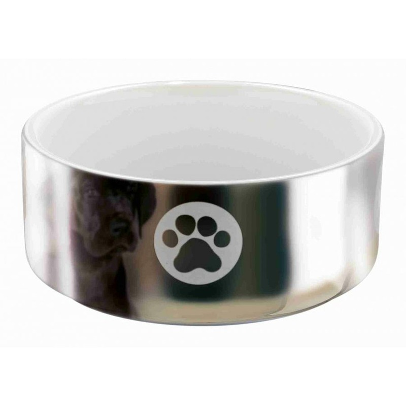 Миска Trixie для собак керамическая 0,3 л/ø12 см серебряно-белая с рисунком 