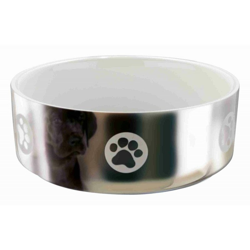 Миска Trixie для собак керамическая 0,8 л/ø15 см серебряно-белая с рисунком 22783