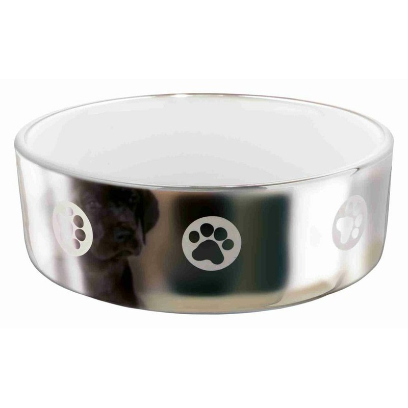 Миска Trixie для собак керамическая 1,5 л/ø19 см серебряно-белая с рисунком 