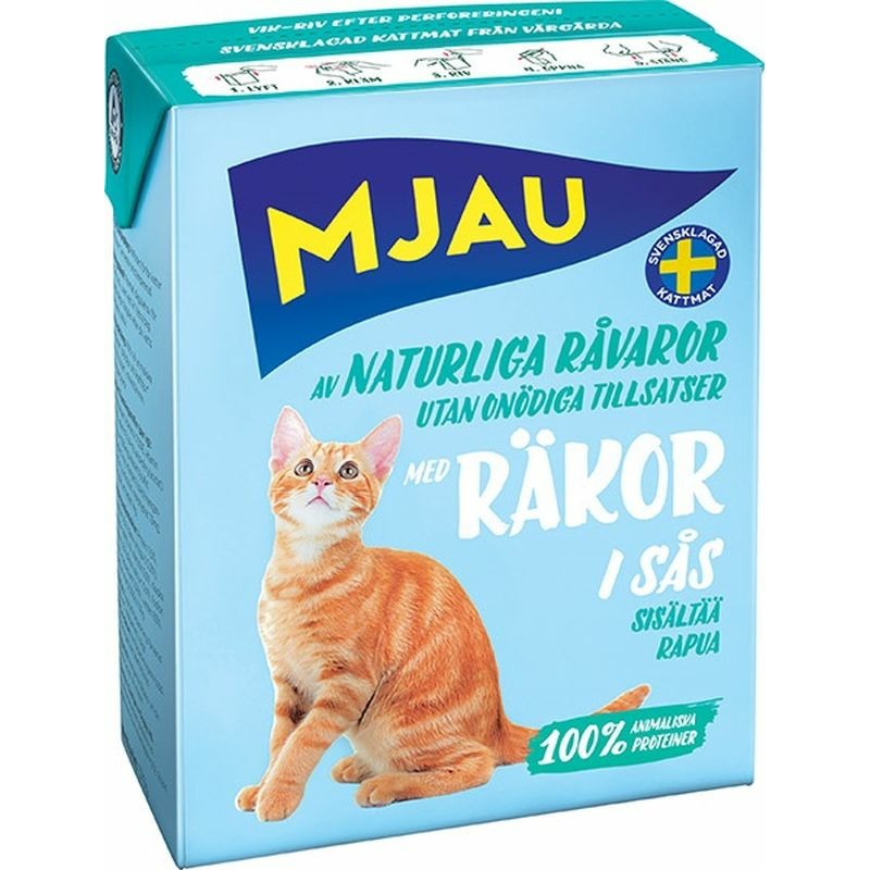 Mjau полнорационный влажный корм для кошек, с креветками, кусочки в соусе, тетра пак, 370 г 44710