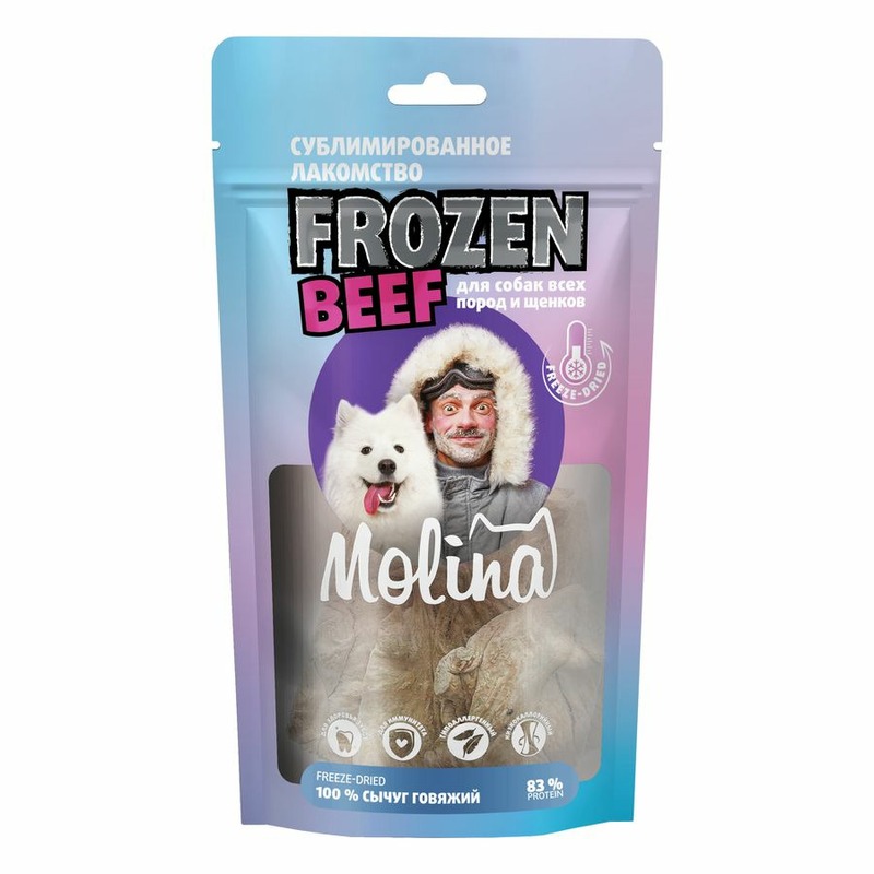 Molina Frozen Beef сублимированное лакомство для собак и щенков, сычуг говяжий - 40 г molina frozen beef сублимированное лакомство для собак и щенков корень бычий 65 г