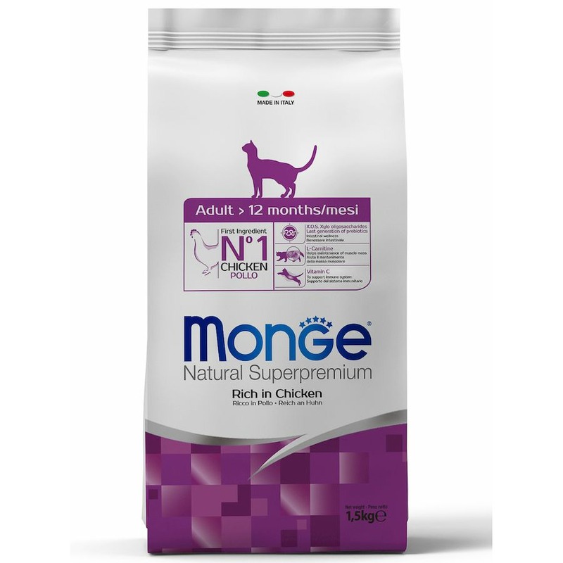 цена Monge Cat Daily Line полнорационный сухой корм для кошек, с курицей - 1,5 кг