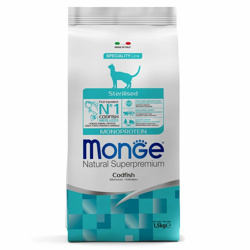 Monge Monge Cat Monoprotein Sterilised сухой корм для взрослых стерилизованных кошек с треской - 1,5 кг
