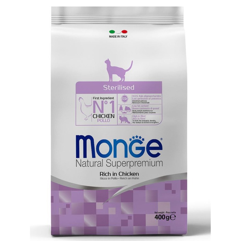 цена Monge Cat Daily Line Sterilised полнорационный сухой корм для стерилизованных кошек, с курицей - 400 г
