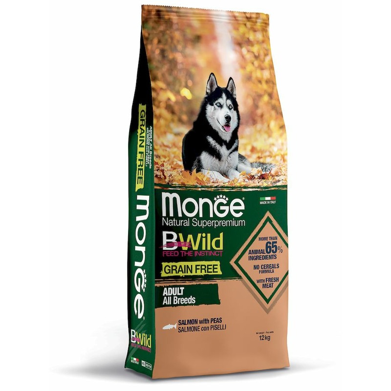 Monge Dog BWild Grain Free полнорационный сухой корм для собак, беззерновой, с лососем и горохом