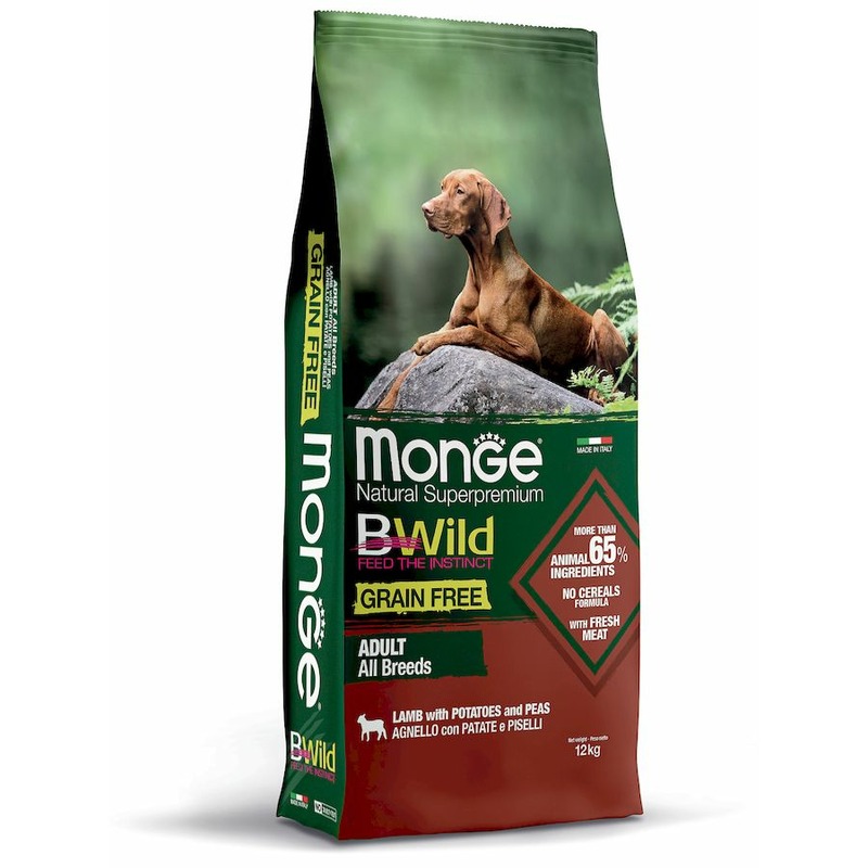 Monge Dog BWild Grain Free полнорационный сухой корм для собак, беззерновой, с ягненком, картофелем и горохом