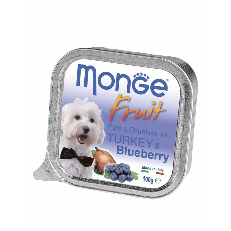 Monge Dog Fresh полнорационный влажный корм для собак, с индейкой и черникой, кусочки в паштете, в ламистерах - 100 г биойогурт эконива с черникой 2 8% 125 г