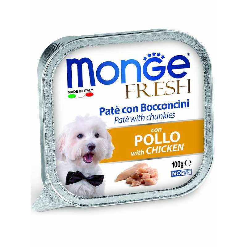 Monge Dog Fresh полнорационный влажный корм для собак, с курицей, кусочки в паштете, в ламистерах - 100 г корм для собак special dog excellence chunkies для средних пород курица банка 400г