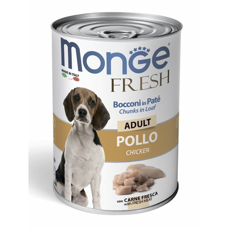 Monge Dog Fresh Chunks in Loaf полнорационный влажный корм для собак, мясной рулет из курицы, кусочки в паштете, в консервах - 400 г рулет сдобная особа с лимоном 400 г