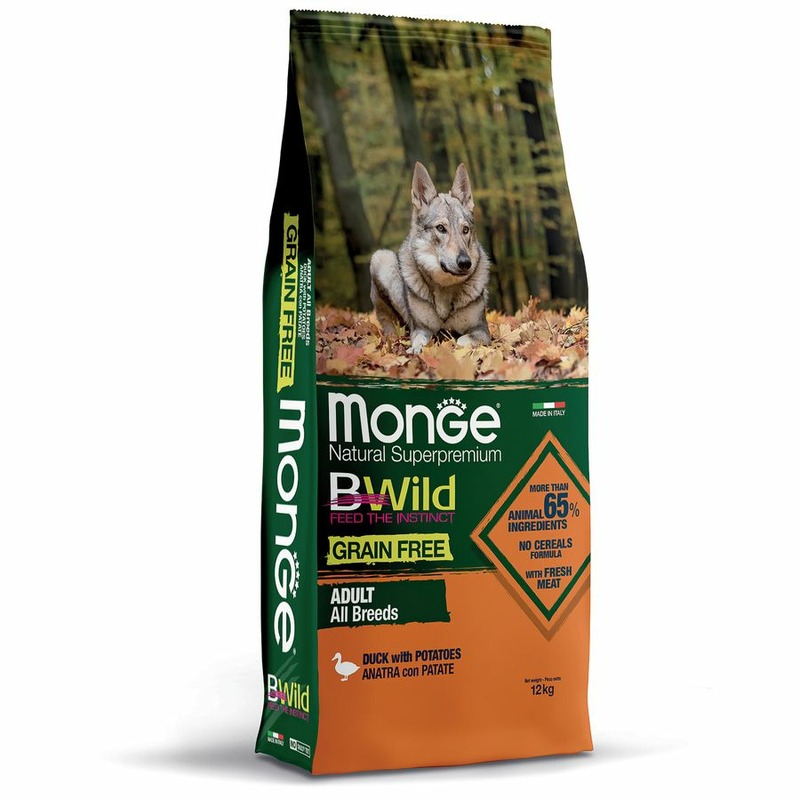 Monge Dog BWild Grain Free полнорационный сухой корм для собак, беззерновой, с уткой и картофелем