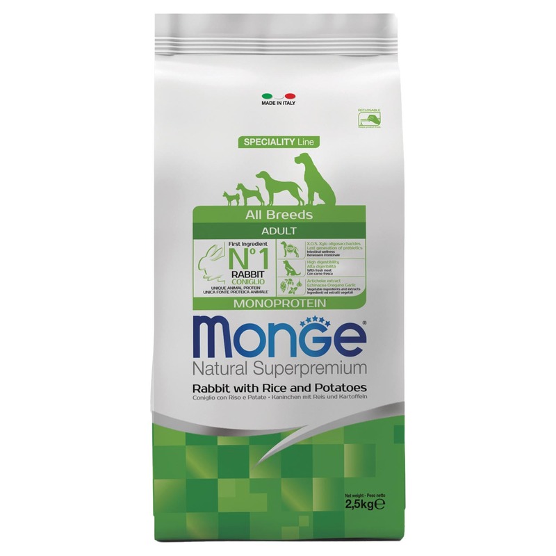 Monge Dog Speciality Line Monoprotein полнорационный сухой корм для собак, с кроликом, рисом и картофелем - 2,5 кг monge dog speciality line monoprotein полнорационный сухой для собак с уткой рисом и картофелем 2 5 кг